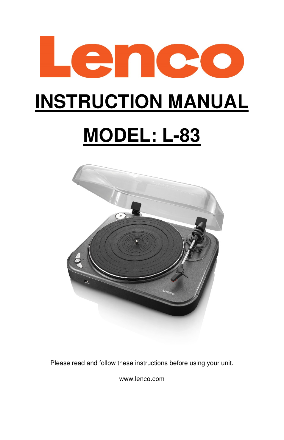 Lenco L-83 User Manual | 57 pages