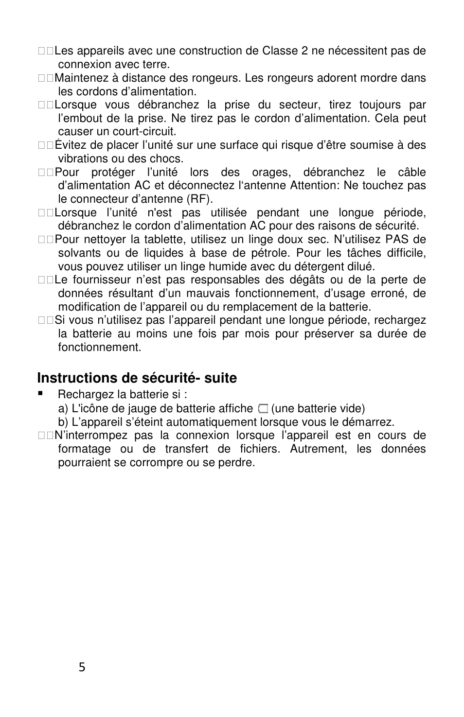 Instructions de sécurité- suite | Lenco L-83 User Manual | Page 27 / 57