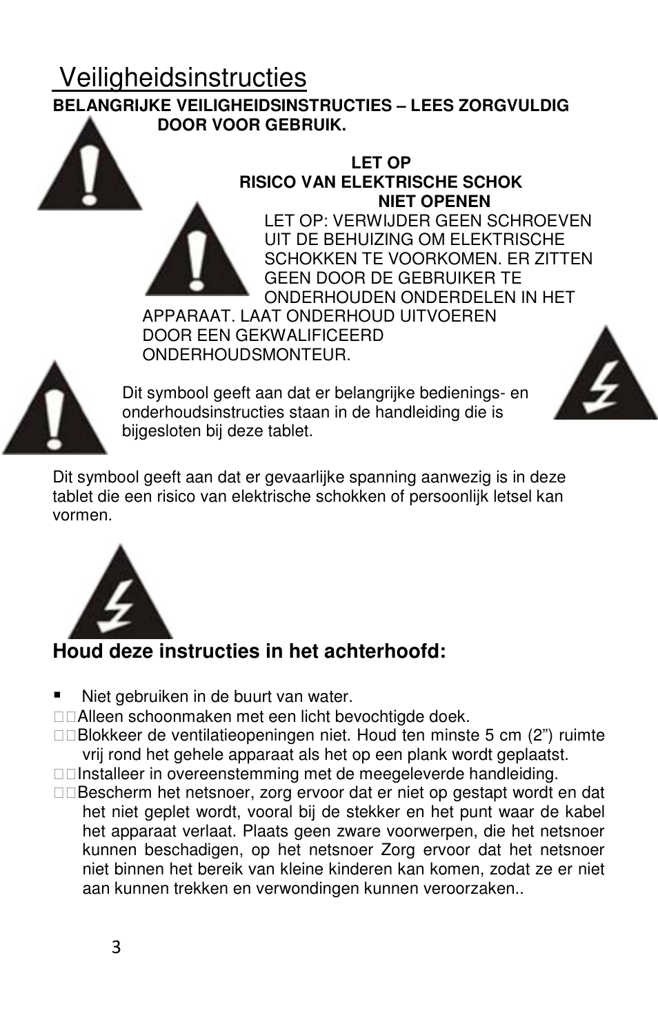 Veiligheidsinstructies, Houd deze instructies in het achterhoofd | Lenco L-83 User Manual | Page 49 / 57