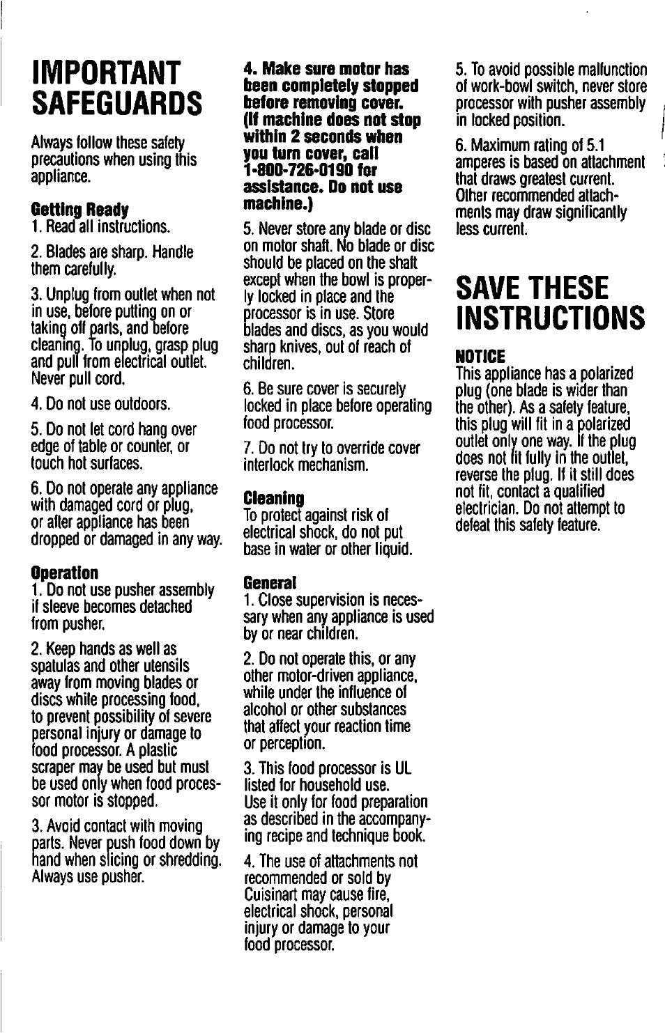 Important safeguards, Save these instructions | Cuisinart DLC-10C User Manual | Page 6 / 56