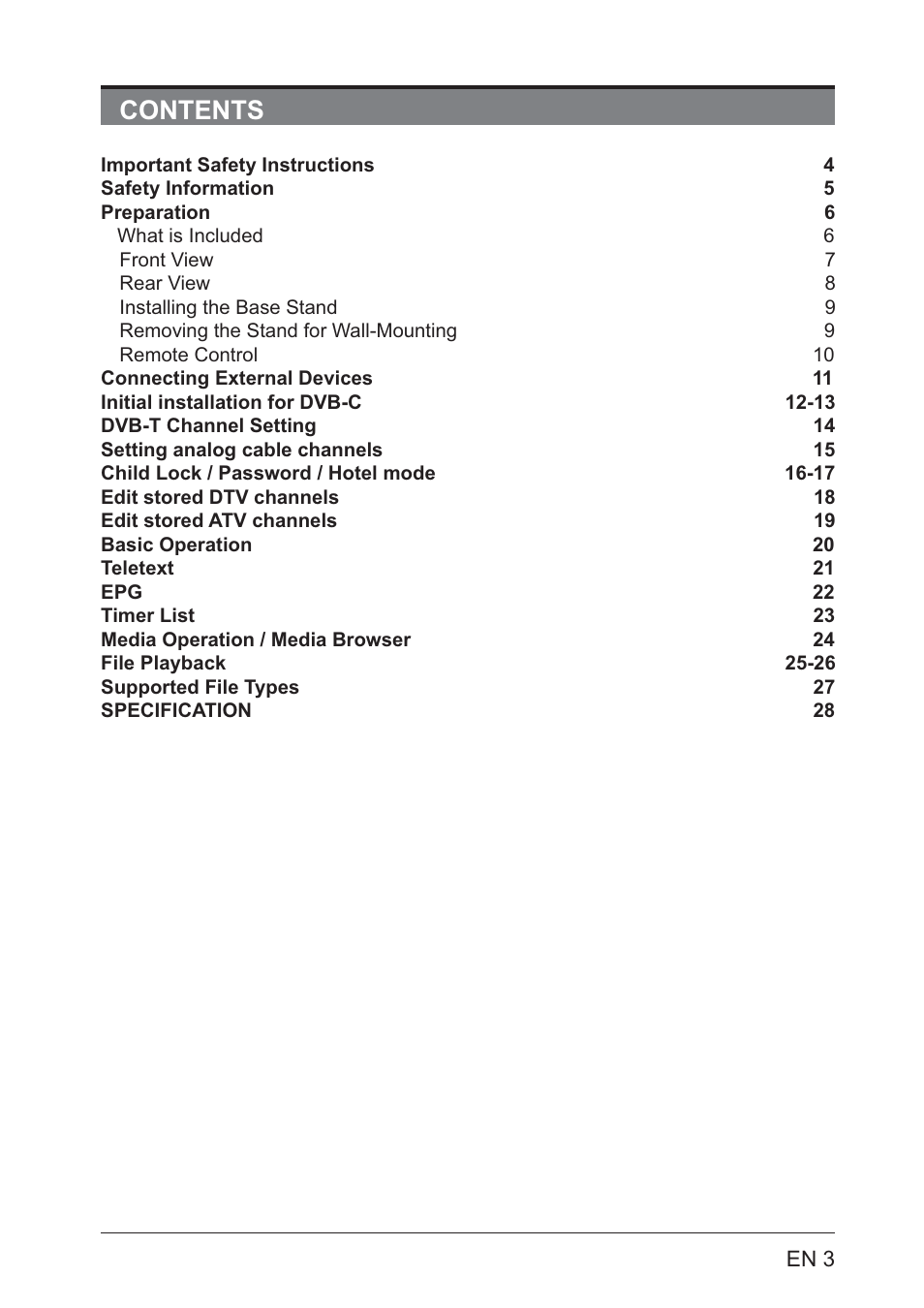 Lenco LED-2201 User Manual | Page 3 / 29