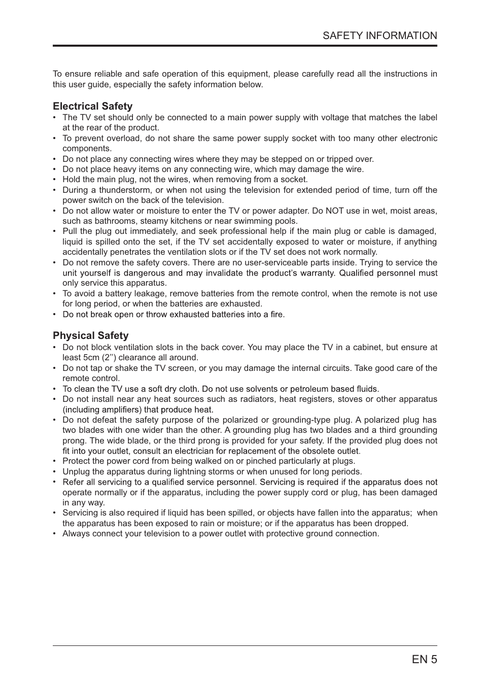 En 5 | Lenco LED-2201 User Manual | Page 5 / 29