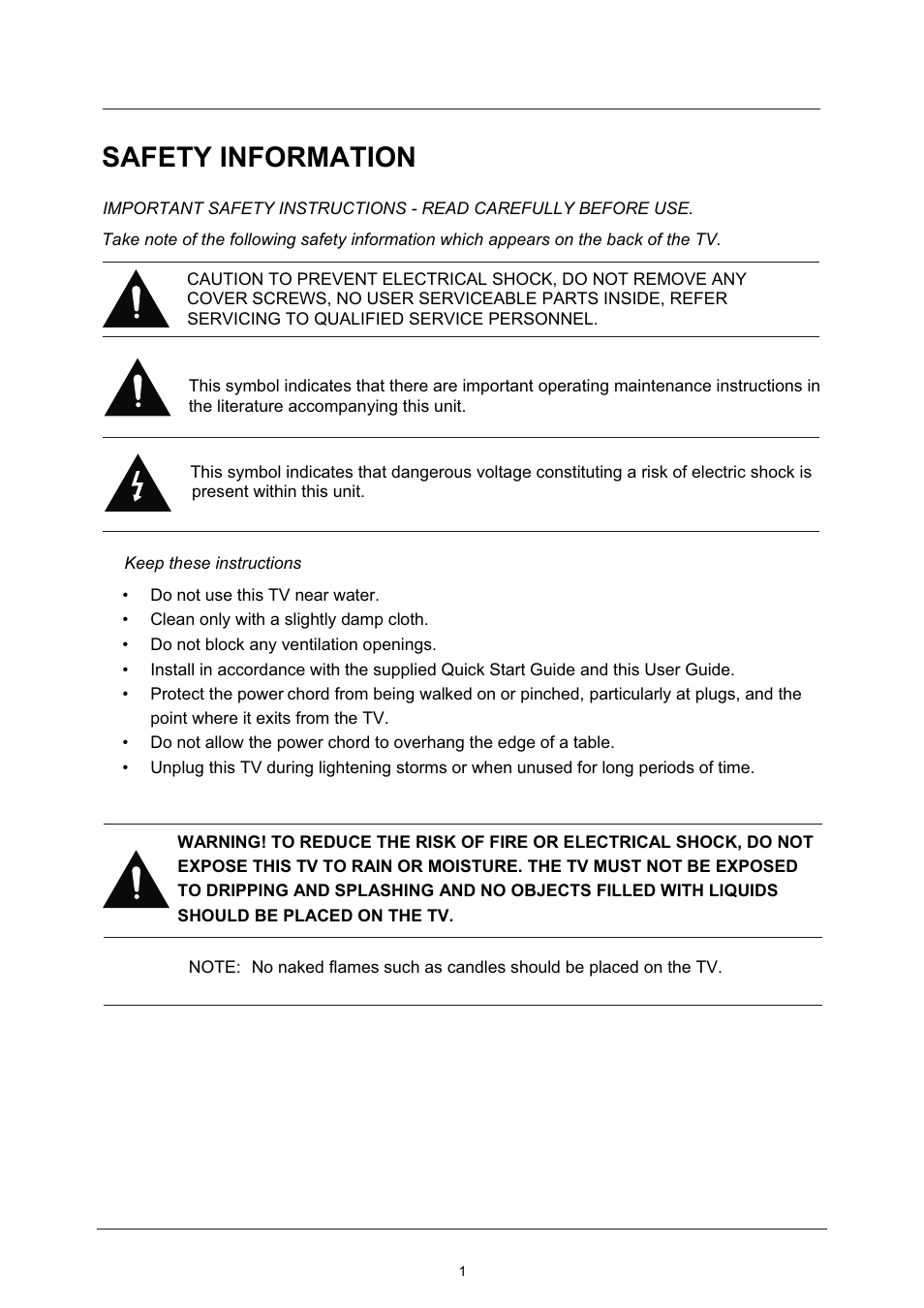 Safety information | Lenco LED-2213 User Manual | Page 3 / 40