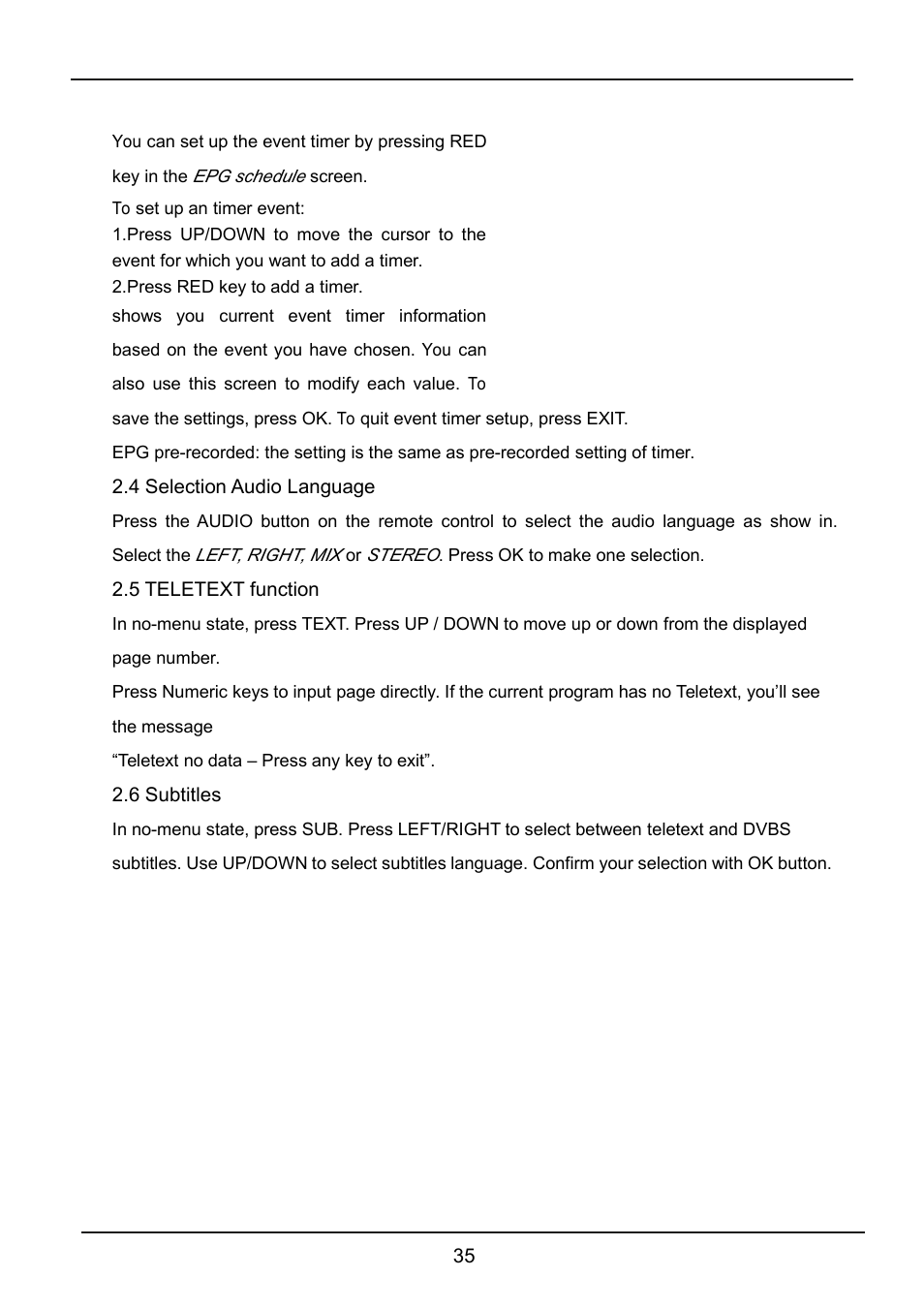 5selectionaudiolanguage, 6teletextfunction, 7subtitles | Lenco LED-2213 User Manual | Page 37 / 40