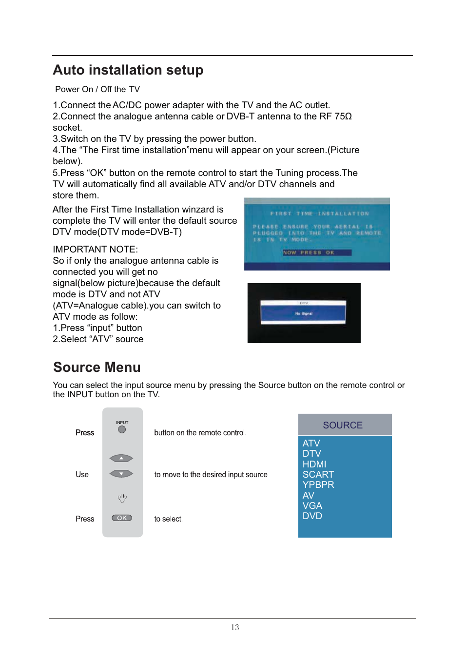 Auto installation setup source menu | Lenco LED-2214 User Manual | Page 16 / 43