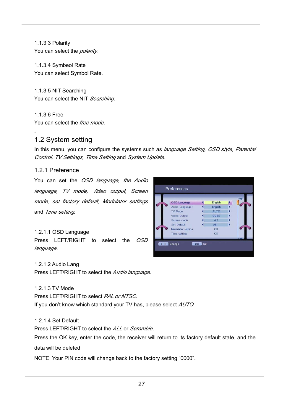 2 system setting | Lenco LED-2214 User Manual | Page 30 / 43