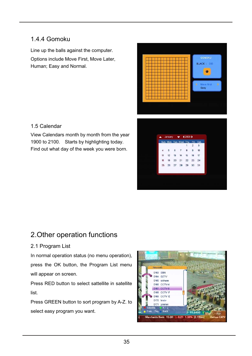 Other operation functions, 4 gomoku | Lenco LED-2214 User Manual | Page 38 / 43