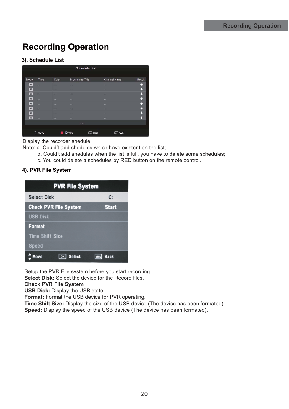 Recording operation | Lenco LED-2215 User Manual | Page 22 / 42