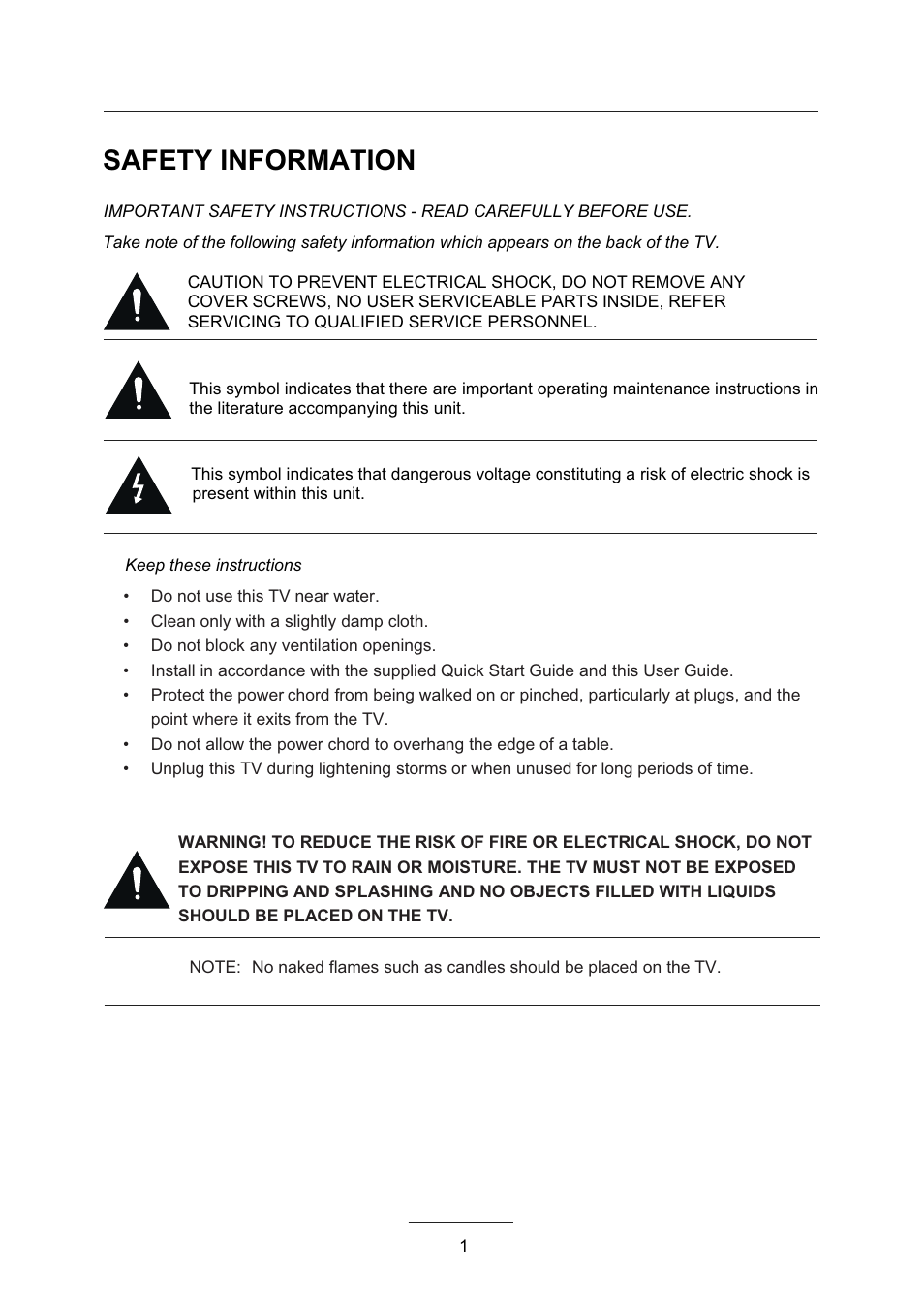 Safety information | Lenco LED-2215 User Manual | Page 3 / 42