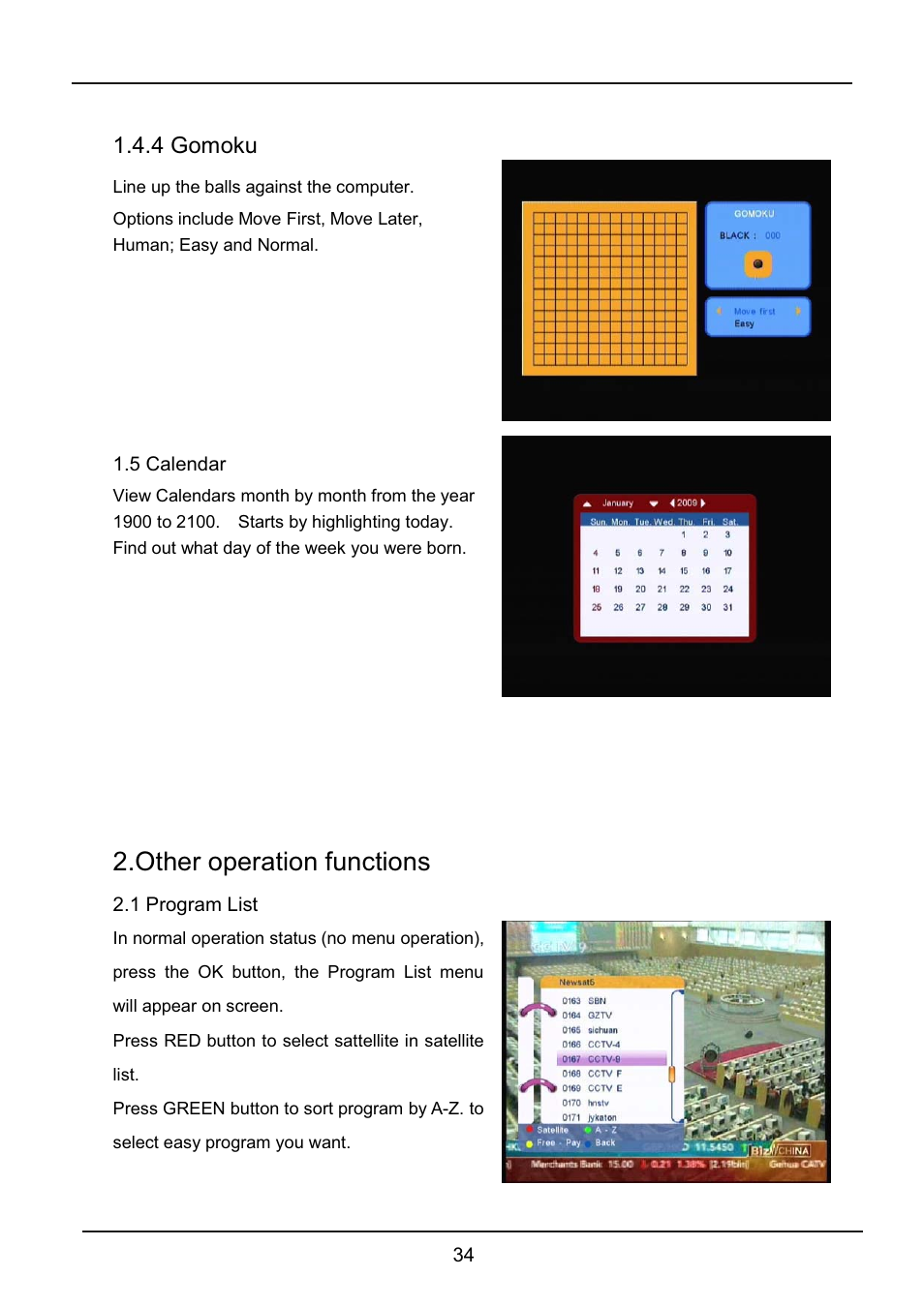 Other operation functions, 4 gomoku | Lenco LED-2215 User Manual | Page 36 / 42