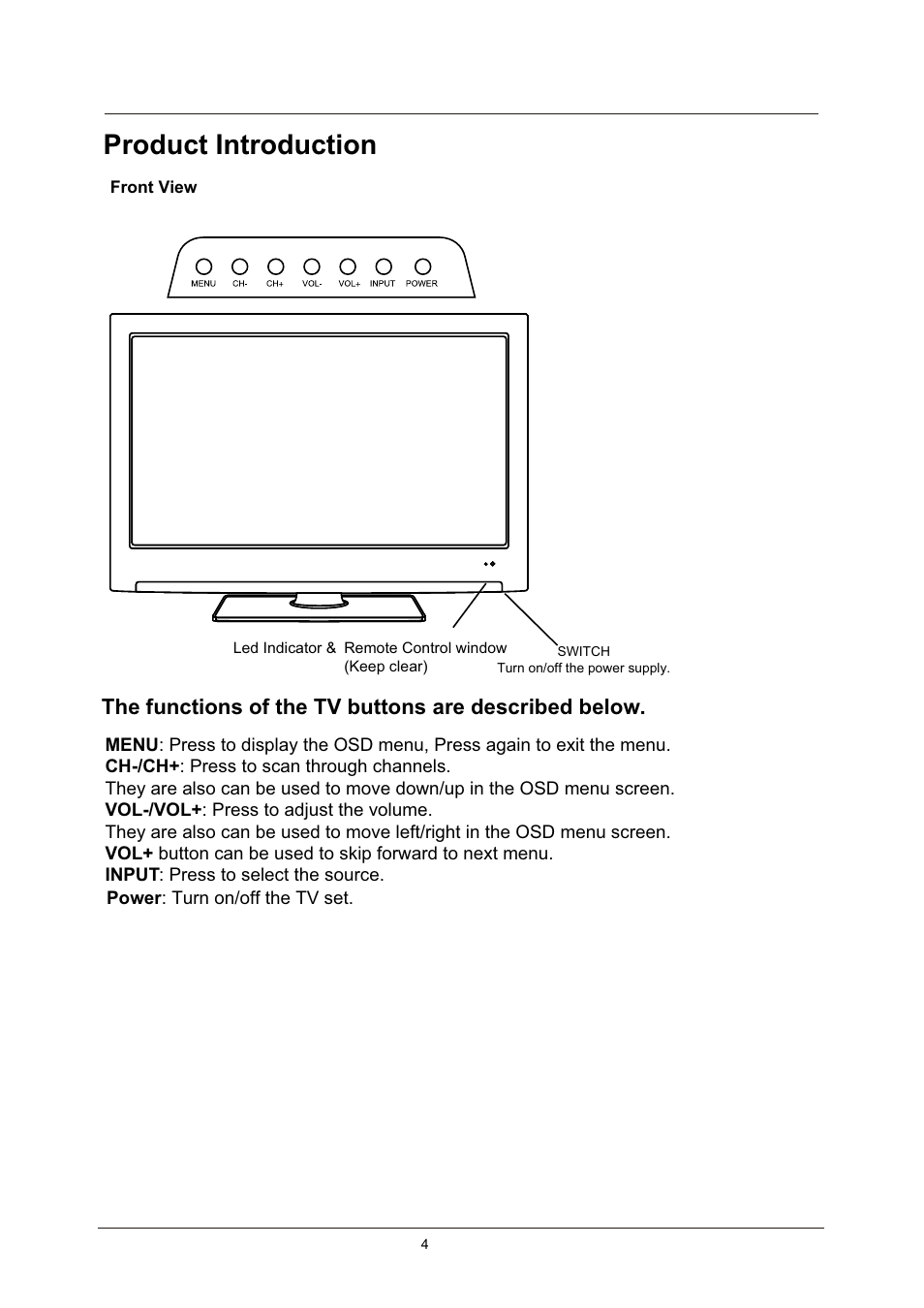 Product introduction | Lenco LED-2215 User Manual | Page 6 / 42
