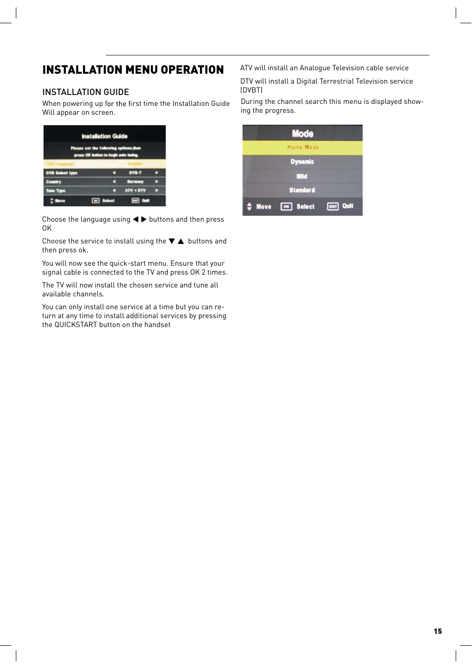 Installation menu operation | Lenco LED-2217 User Manual | Page 16 / 35