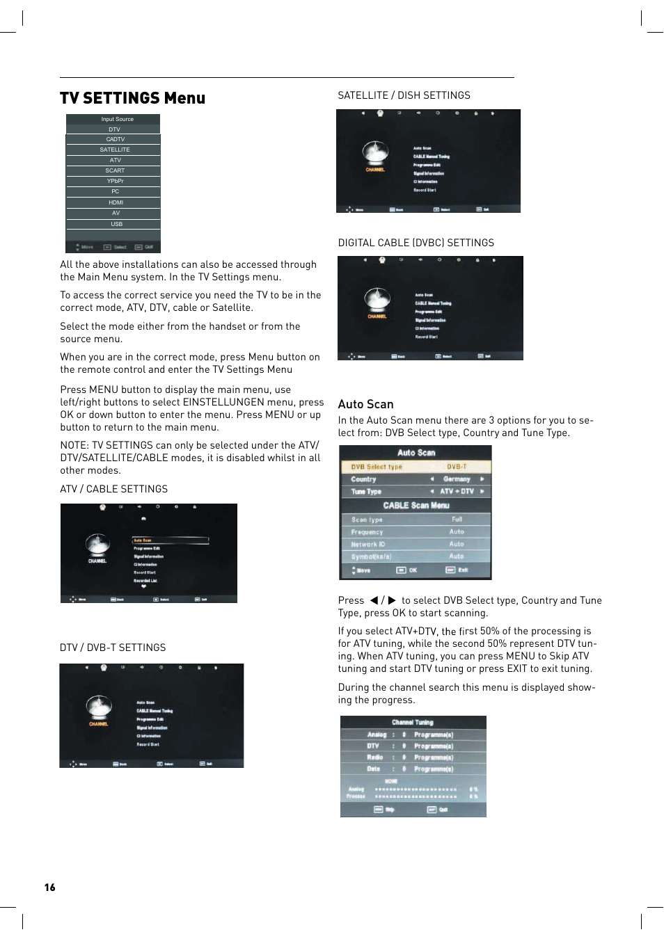 Tv settings menu, Auto scan | Lenco LED-2217 User Manual | Page 17 / 35