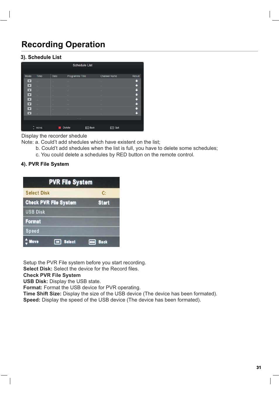 Recording operation | Lenco LED-2217 User Manual | Page 32 / 35