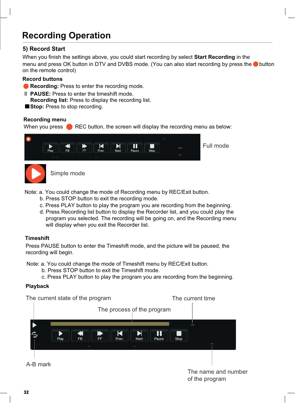 Recording operation | Lenco LED-2217 User Manual | Page 33 / 35