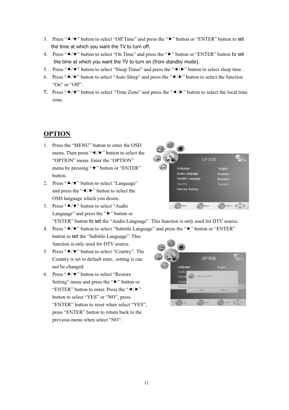 Option | Lenco LED-2411 User Manual | Page 13 / 25