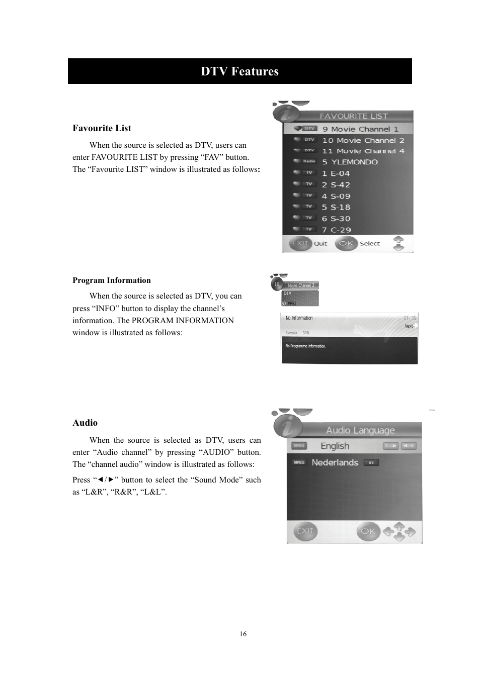 Dtv features | Lenco LED-2411 User Manual | Page 17 / 25