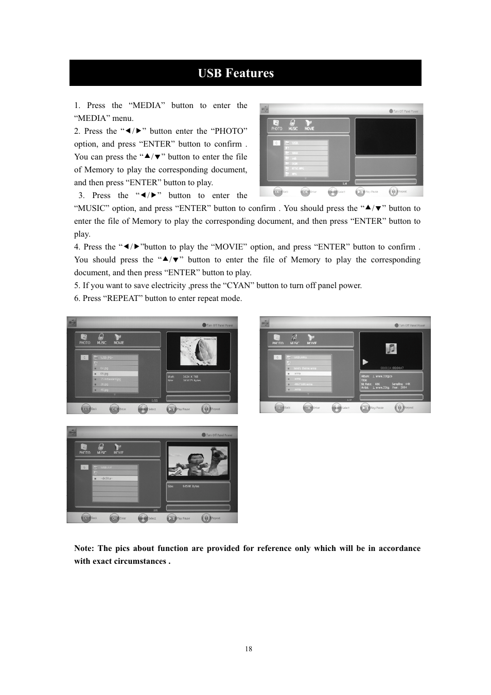 Features | Lenco LED-2411 User Manual | Page 19 / 25
