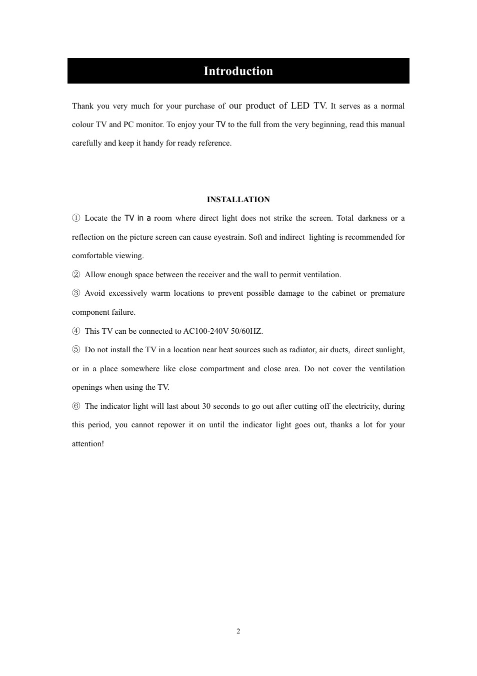 Introduction | Lenco LED-2411 User Manual | Page 3 / 25