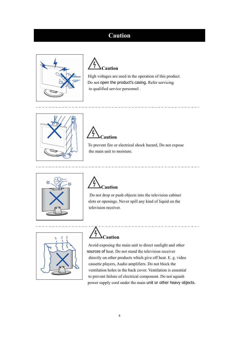 Caution | Lenco LED-2411 User Manual | Page 5 / 25