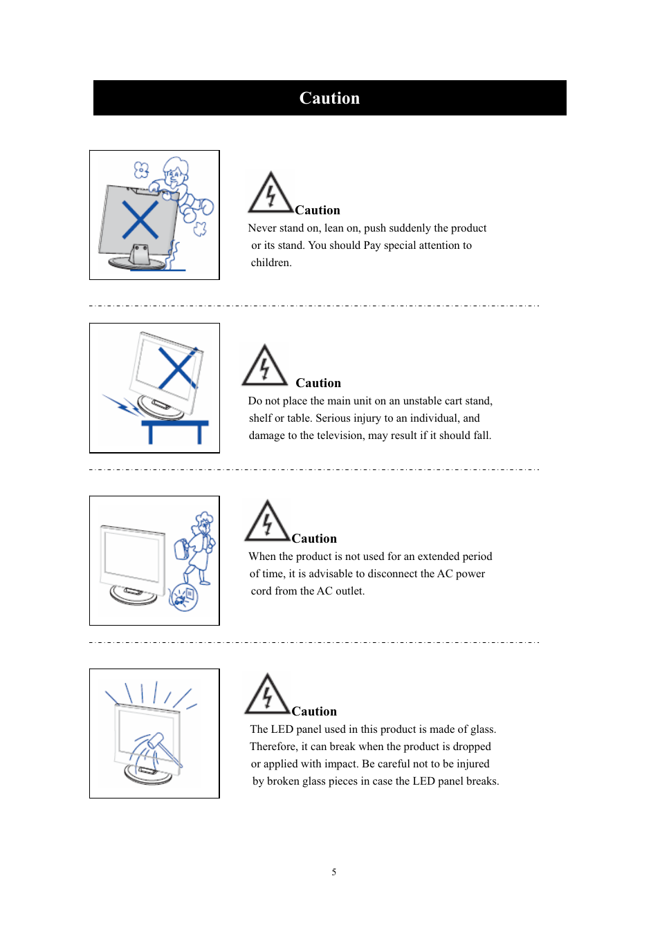 Caution | Lenco LED-2411 User Manual | Page 6 / 25