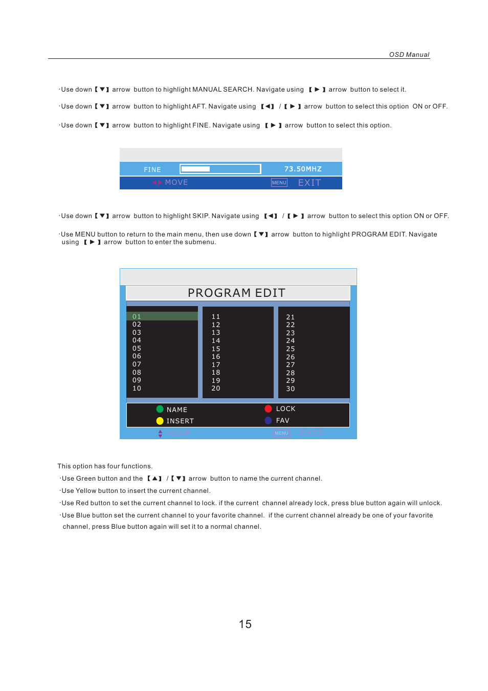 页 17, Program edit, Exit | Lenco LED-2412 User Manual | Page 17 / 35