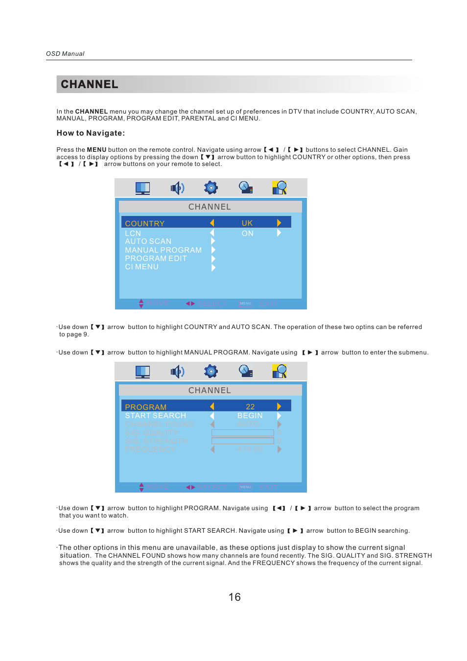 页 18, Channel | Lenco LED-2412 User Manual | Page 18 / 35