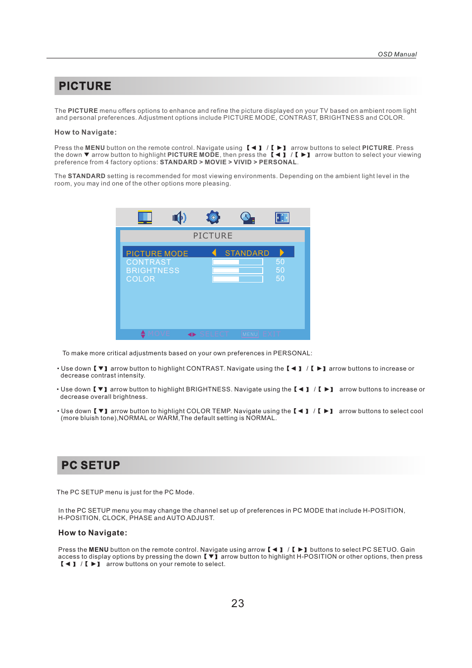 页 25, Picture, Pc setup | Lenco LED-2412 User Manual | Page 25 / 35