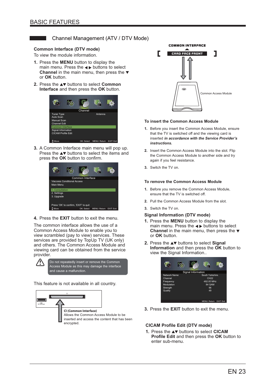 En 23, Basic features, Channel management (atv / dtv mode) | Lenco LED-3201 User Manual | Page 23 / 33