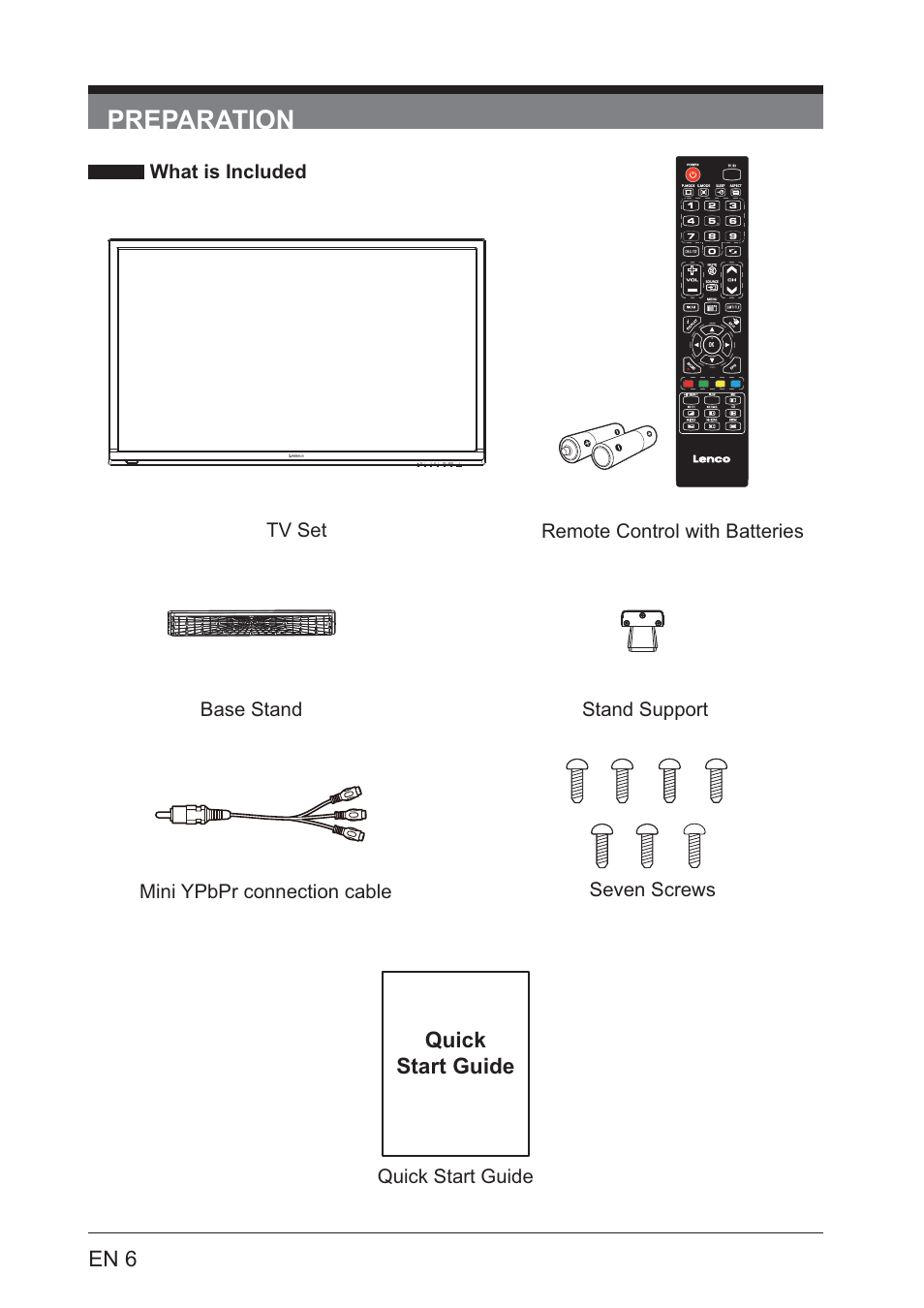 Preparation | Lenco LED-3201 User Manual | Page 6 / 33
