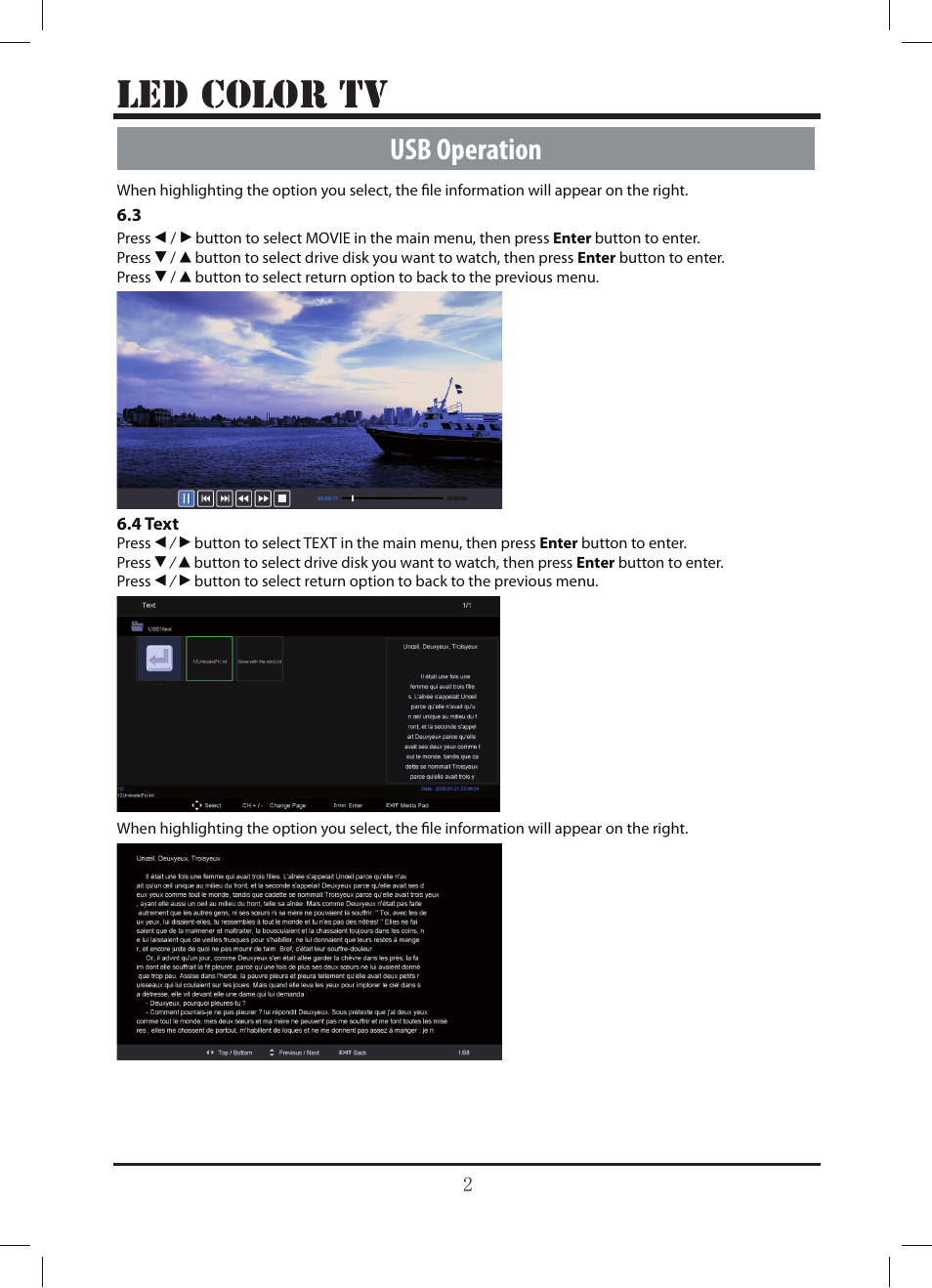 Le d color tv, Usb operation | Lenco LED-3213 User Manual | Page 28 / 33