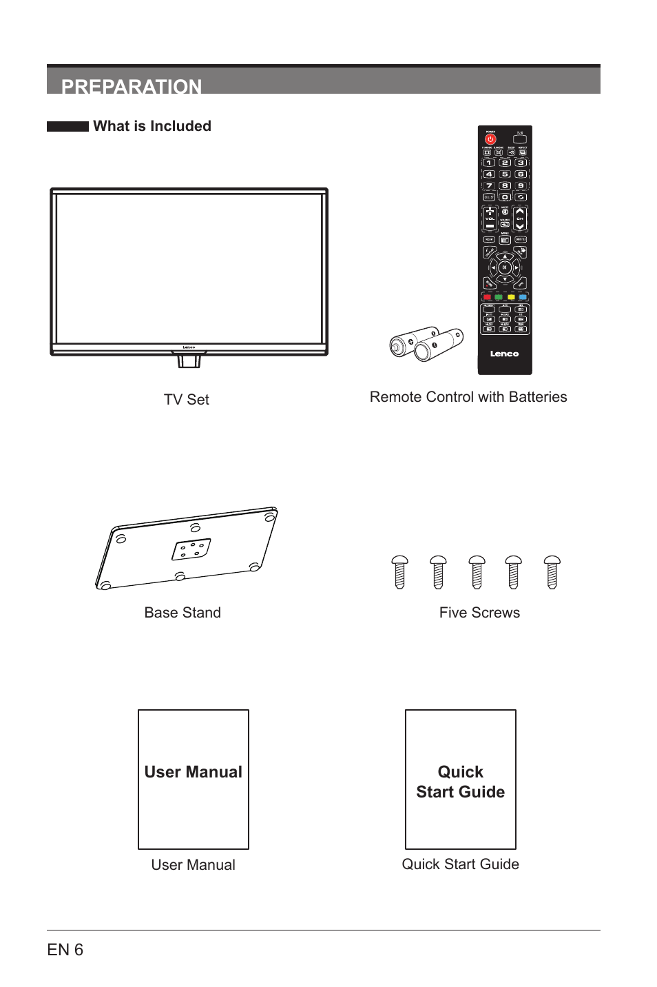 Preparation | Lenco LED-3901 User Manual | Page 6 / 44