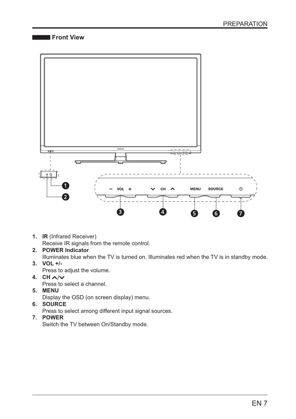 En 7 | Lenco LED-4001 User Manual | Page 7 / 33
