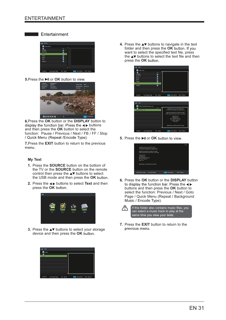 En 31, Entertainment | Lenco LED-4801 User Manual | Page 31 / 33