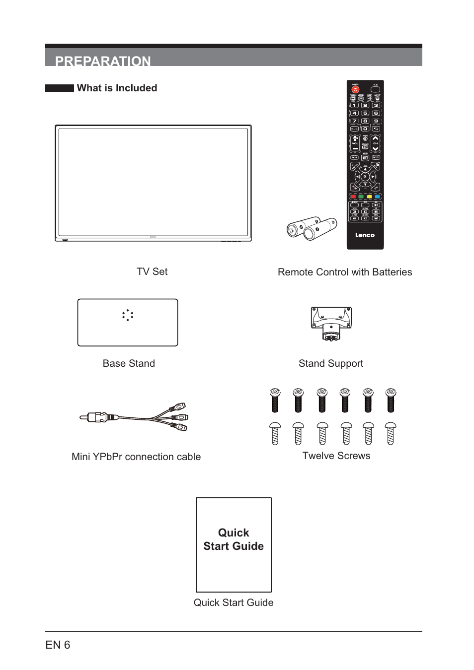 Preparation | Lenco LED-4801 User Manual | Page 6 / 33