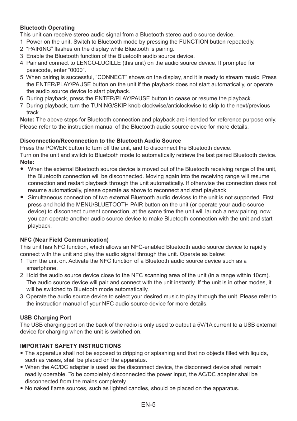 Lenco Lucille User Manual | Page 6 / 8