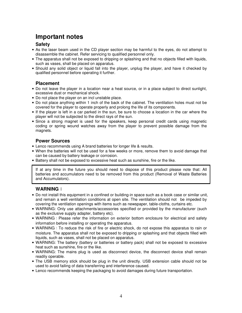 Lenco MC-144 User Manual | Page 4 / 10