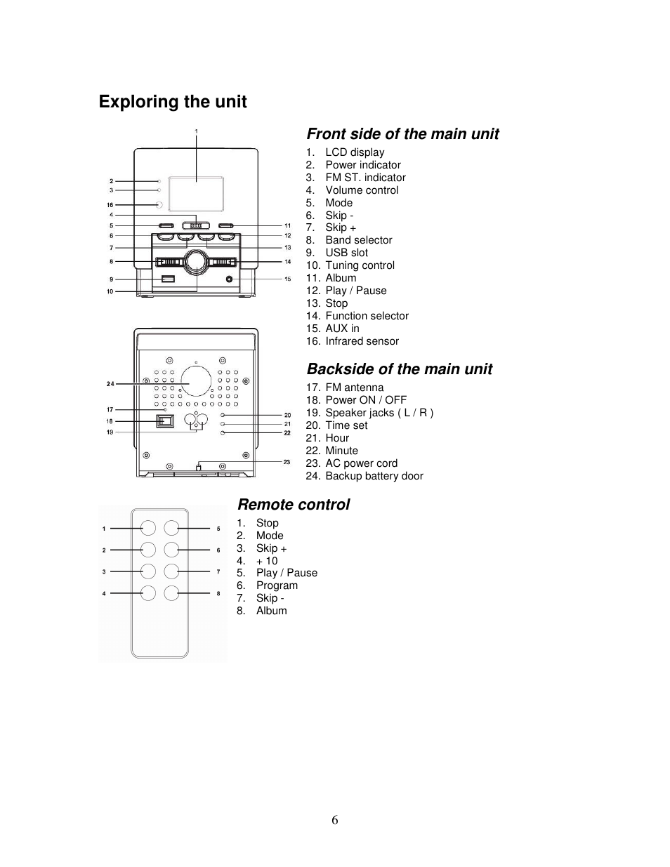Exploring the unit | Lenco MC-144 User Manual | Page 6 / 10