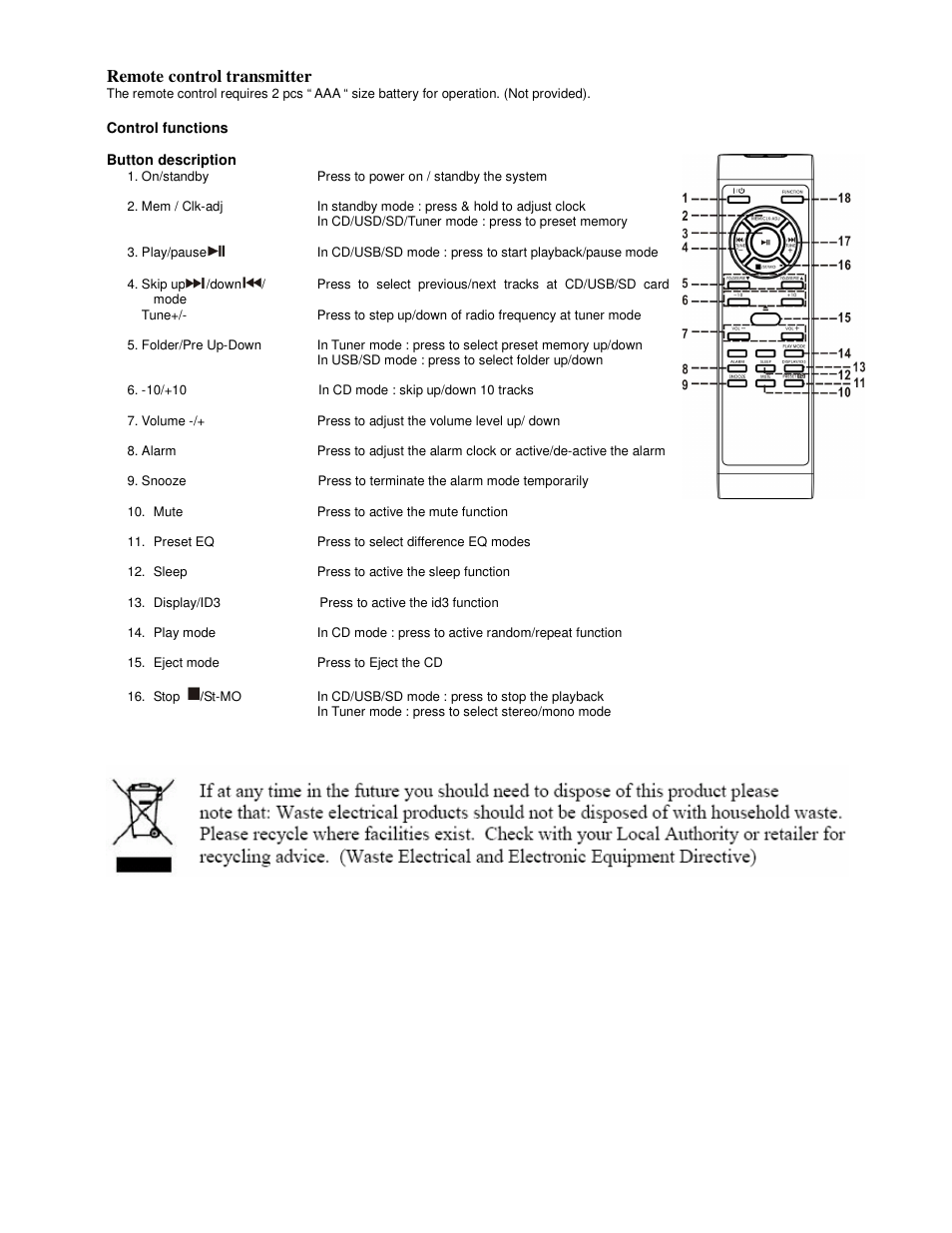 Remote control transmitter | Lenco MC-146 User Manual | Page 7 / 7