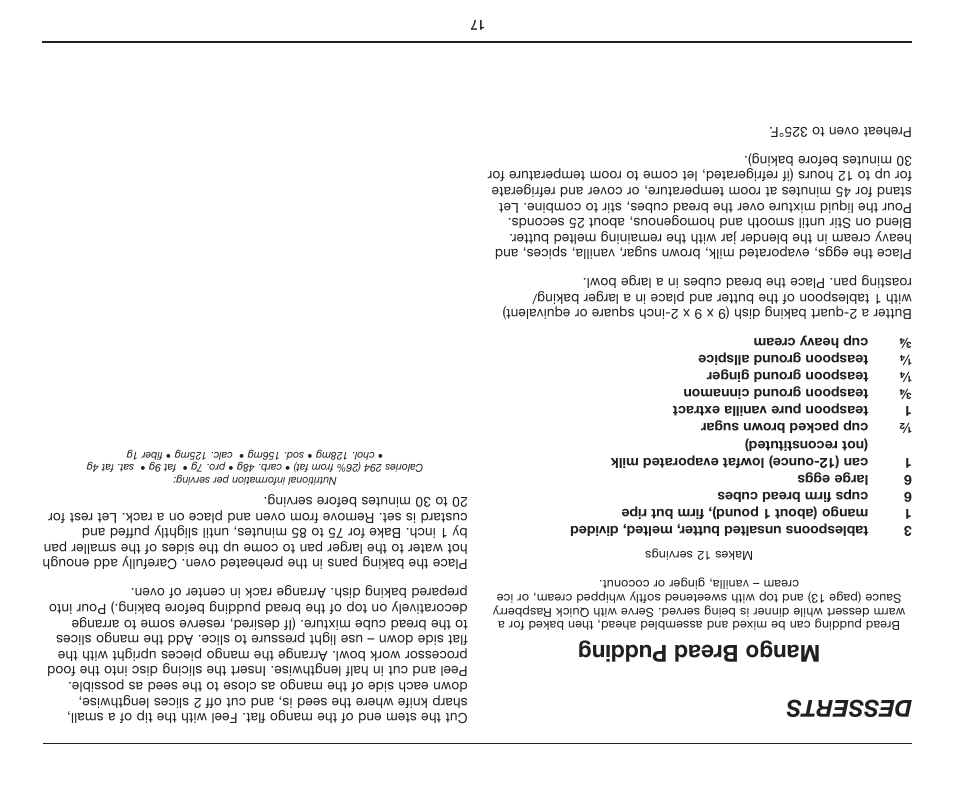 Dess ert s mango bread pudding | Cuisinart BFP-10 Series User Manual | Page 16 / 33