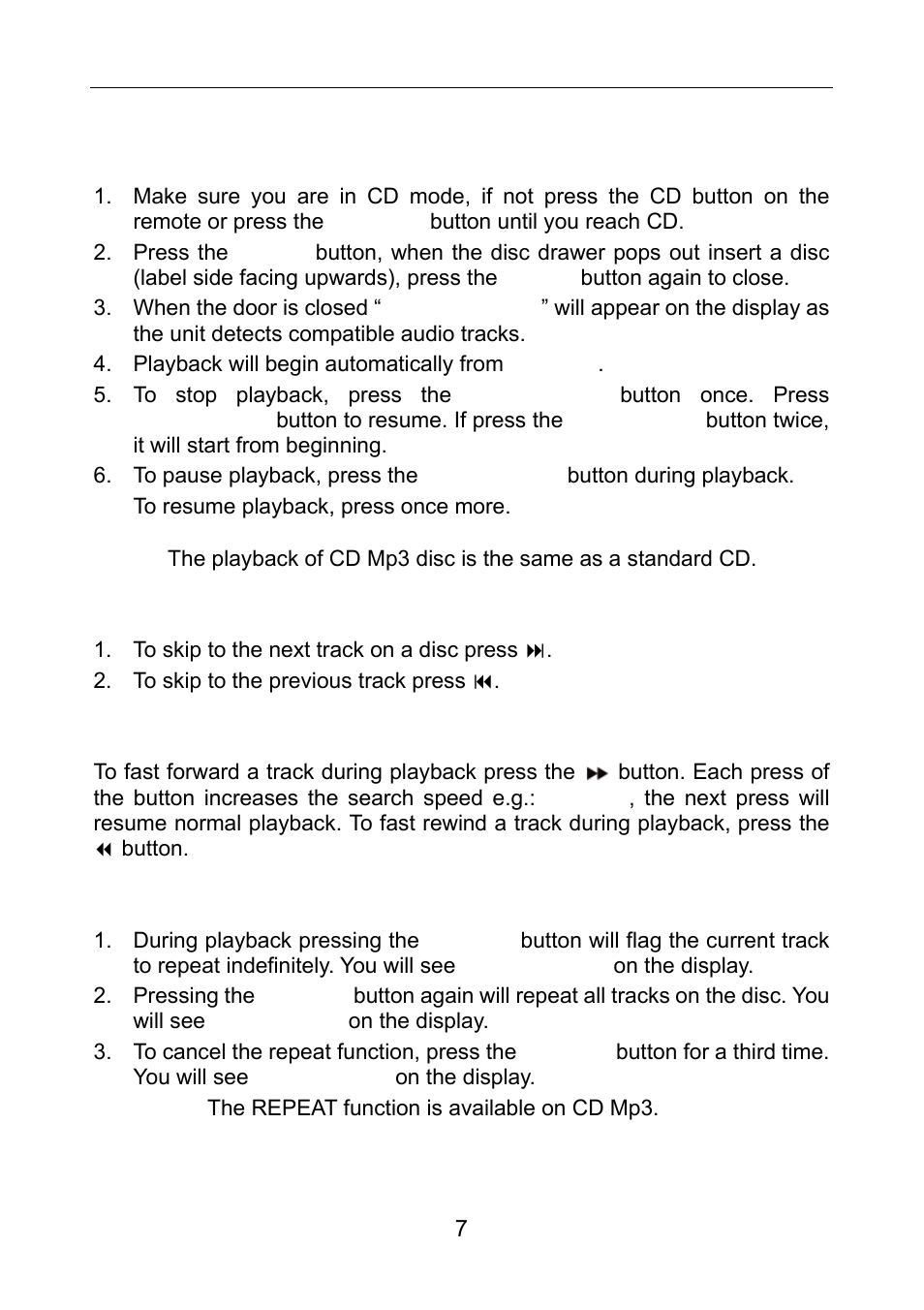 Cd operation | Lenco MC-148 DAB+ User Manual | Page 8 / 19