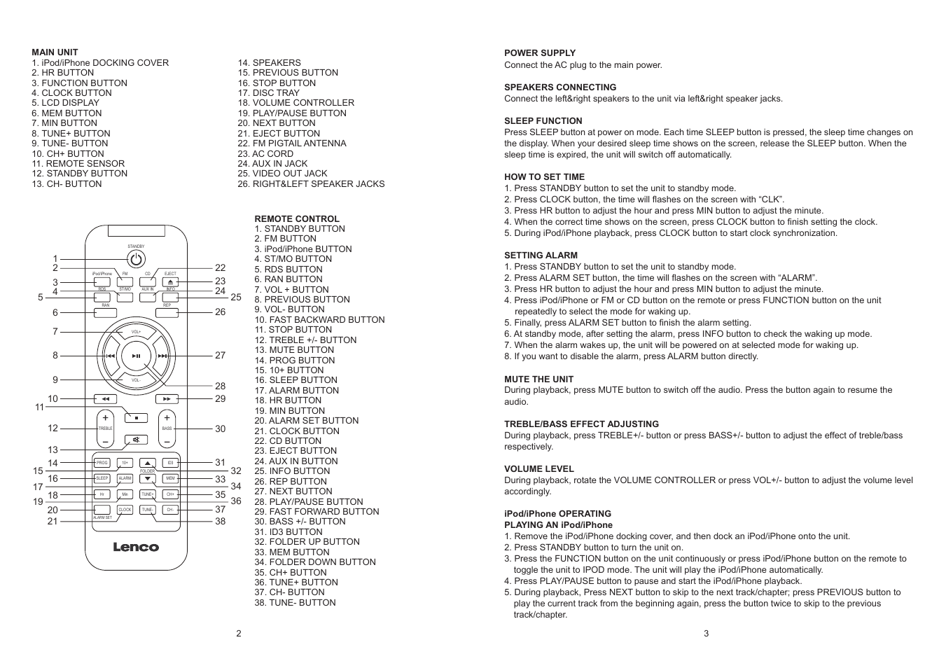 Lenco MCi-215 User Manual | Page 2 / 4