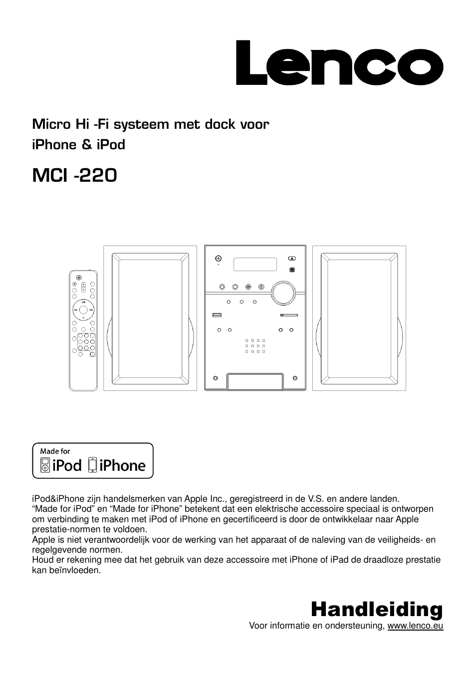 Handleiding, Mci -220 | Lenco MCi-220 User Manual | Page 22 / 60