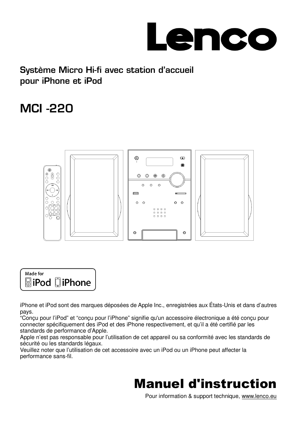 Manuel d'instruction, Mci -220 | Lenco MCi-220 User Manual | Page 35 / 60