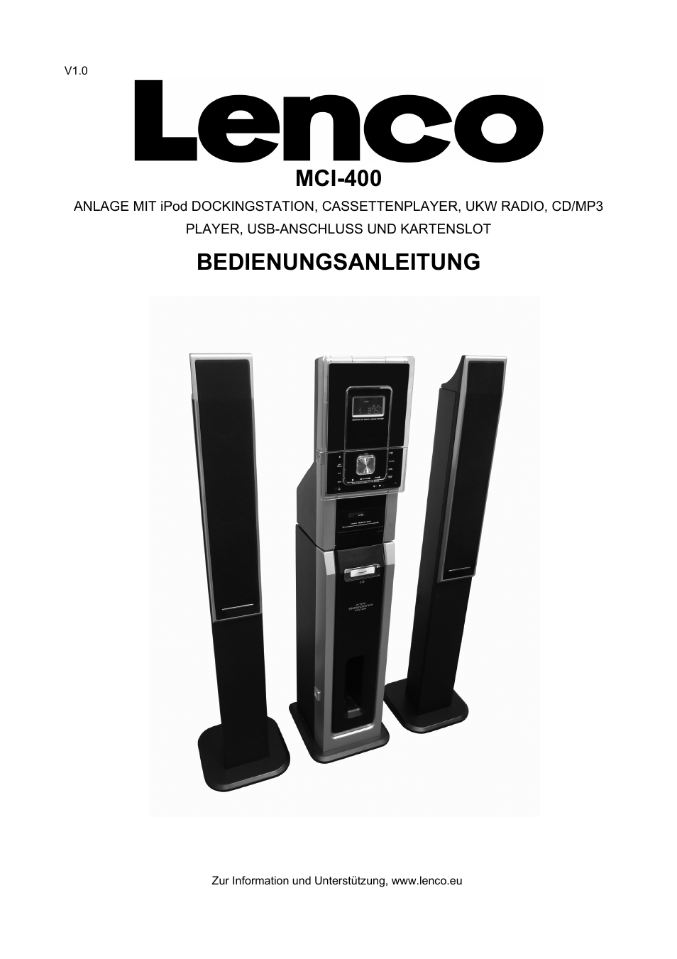 Mci-400, Bedienungsanleitung | Lenco MCI-400 User Manual | Page 12 / 59