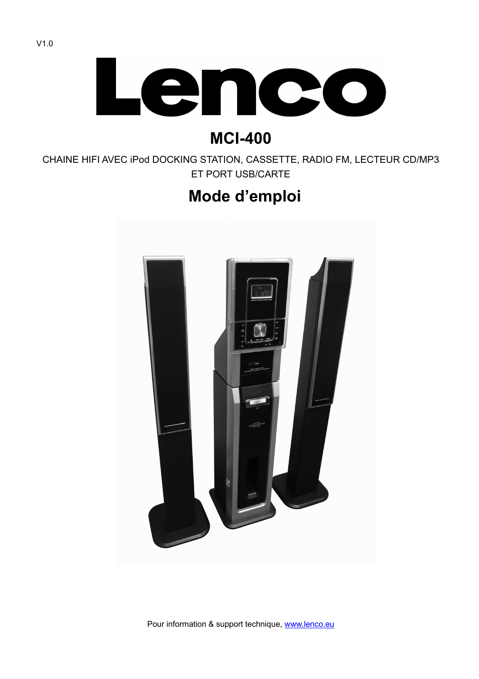 Mci-400, Mode d’emploi | Lenco MCI-400 User Manual | Page 35 / 59