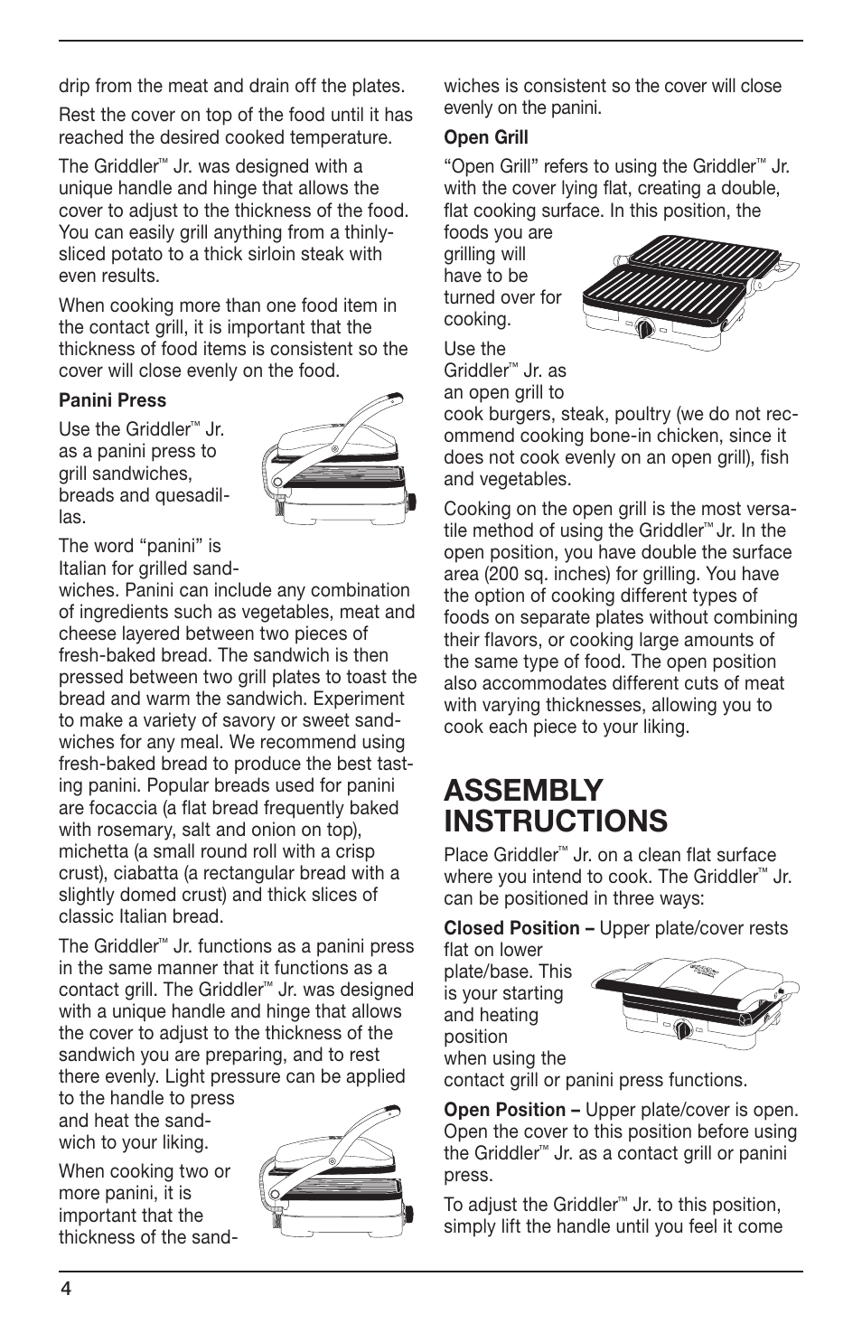 Assembly instructions | Cuisinart GR-3 User Manual | Page 4 / 10
