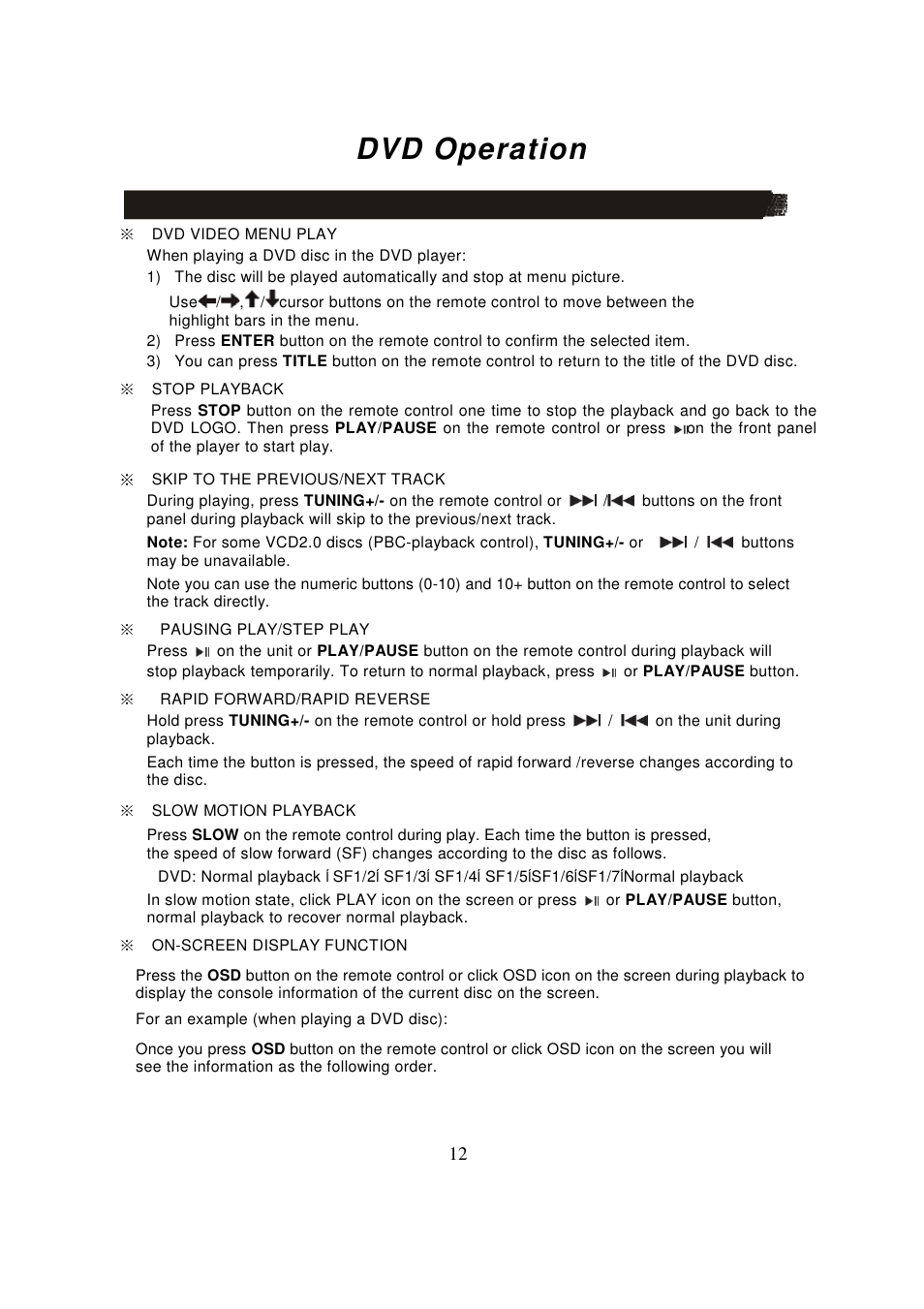 Dvd operation | Lenco MDV-8 User Manual | Page 14 / 27