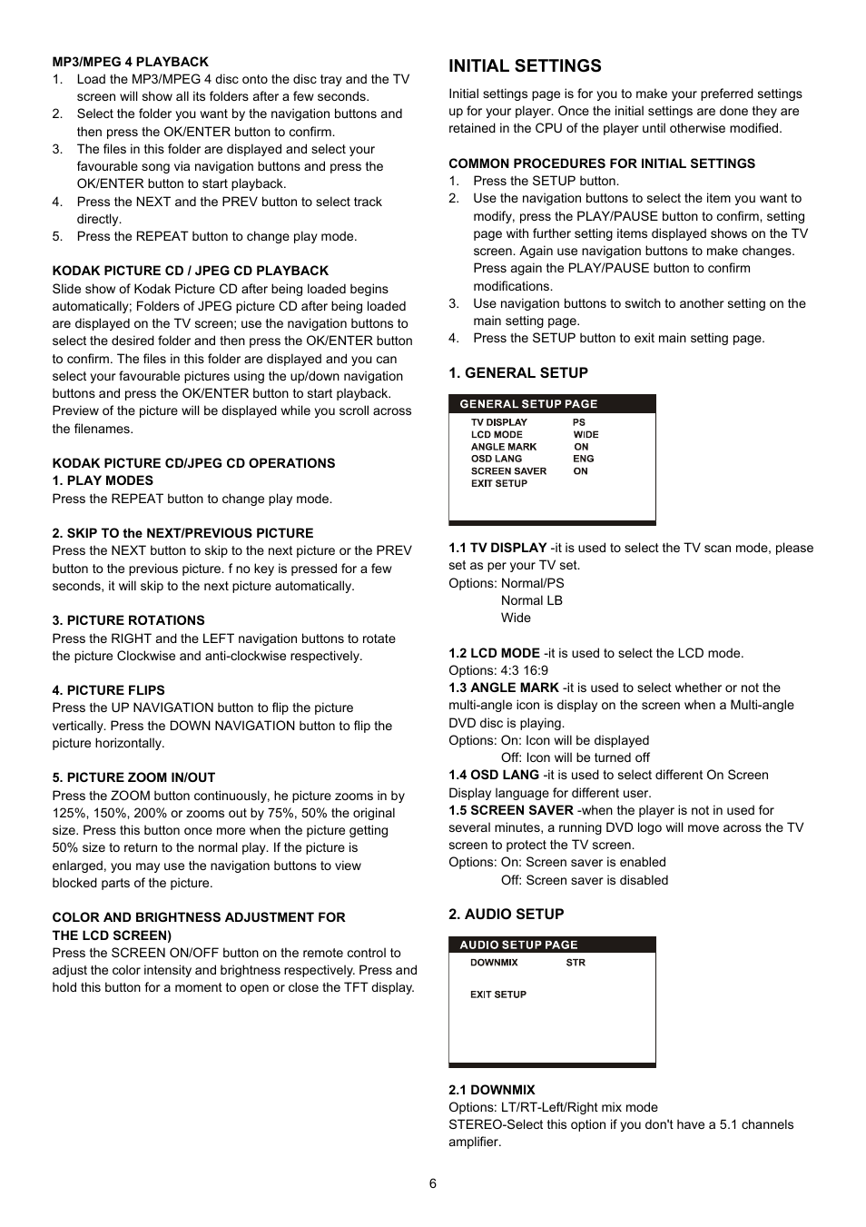 Initial settings | Lenco MES-203 User Manual | Page 7 / 10