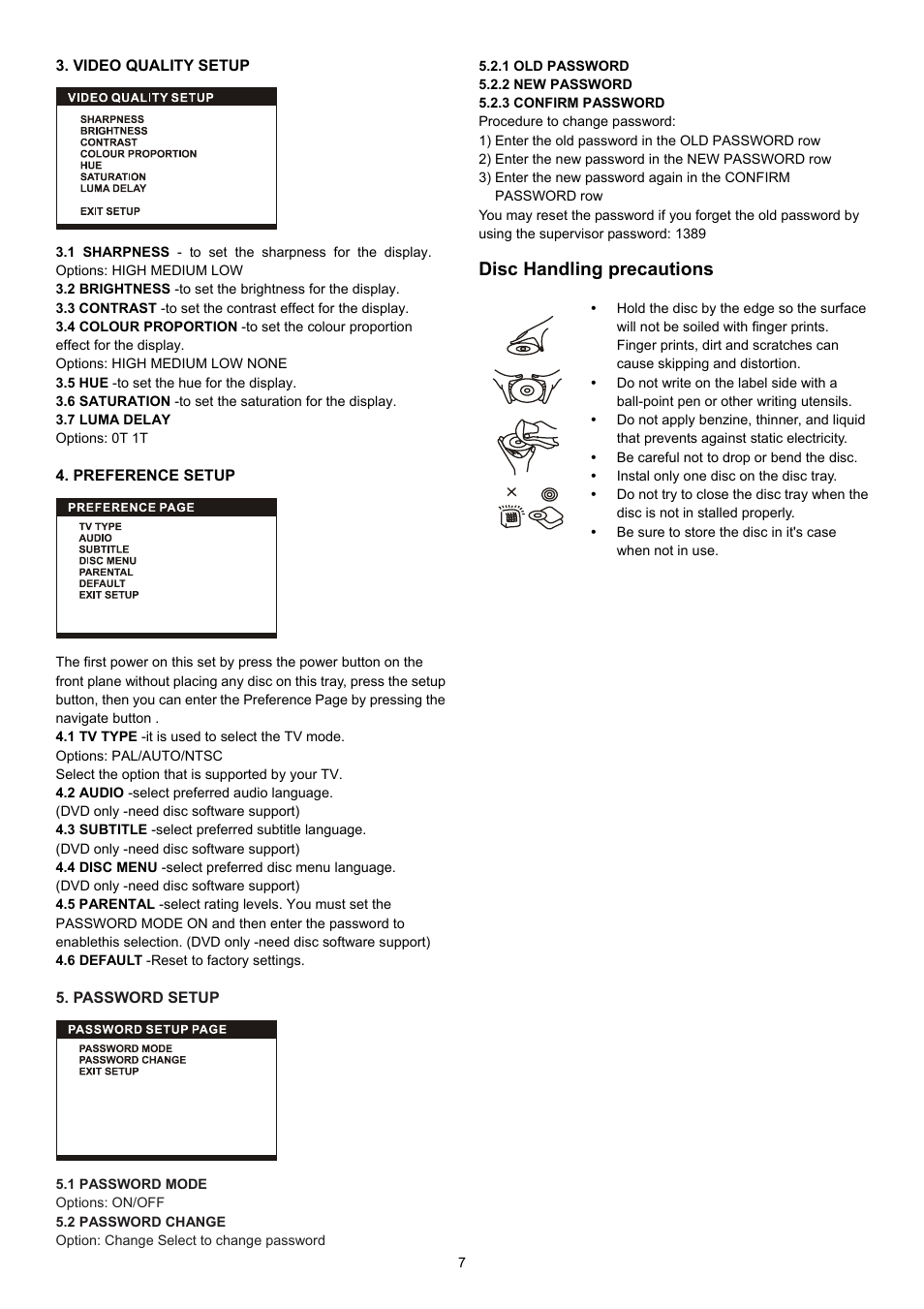 Disc handling precautions | Lenco MES-203 User Manual | Page 8 / 10